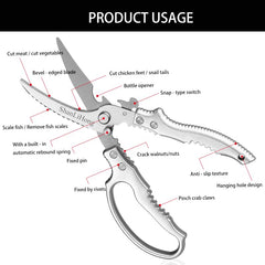 3Cr13 stainless steel blades kitchen scissors close view