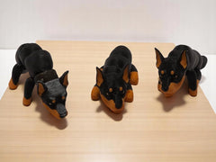 Display-ready 3-pack of Baby Doberman Figurines for desk or shelf