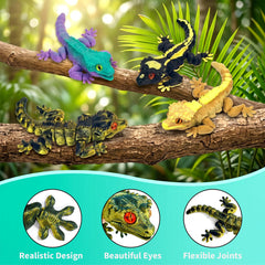 Articulated reptile figures with movable jaws 4.8in long