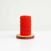 3D Rose Soy Wax Candle Red with rose embossing