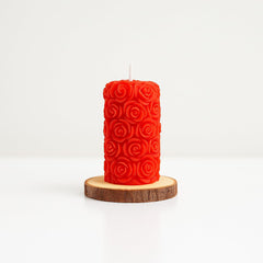 3D Rose Soy Wax Candle Red with rose embossing