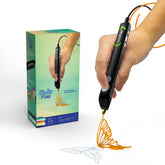 3Doodler Flow 3D printing pen in black on a workspace