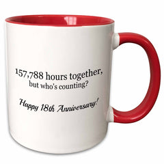 3drose happy 18th anniversary mug white ceramic red interior