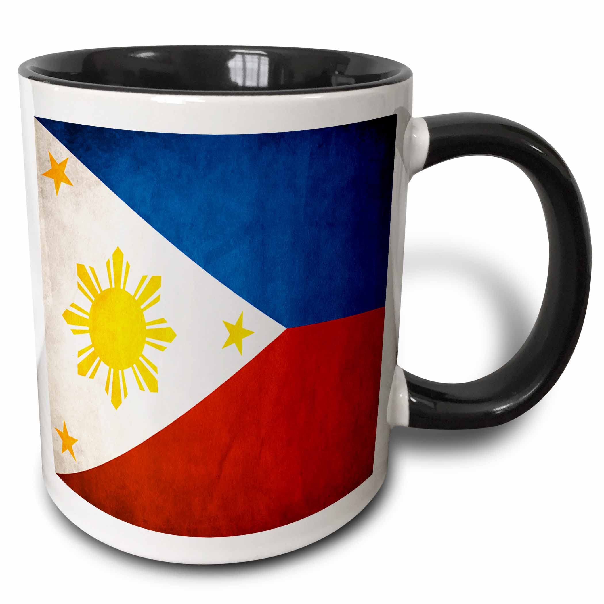 3dRose Philippines Flag mug 11oz two-tone black ceramic