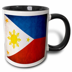 3dRose Philippines Flag mug 11oz two-tone black ceramic