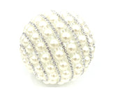 3 inch ivory pearl and silver rhinestone decor ball