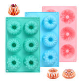 3pcs mini bundt cake pans silicone 6-cavity set microwave safe
