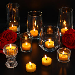 Beeswax tealights in clear cup showing no paraffin