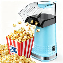 Blue 4.5Qt hot air popcorn popper with butter melting tray and measuring cup