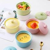 4 oz porcelain ramekins set of 5 with lid assorted colors