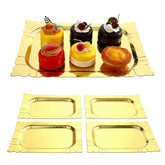 Set of 4 gold rectangle serving trays made from disposable paper