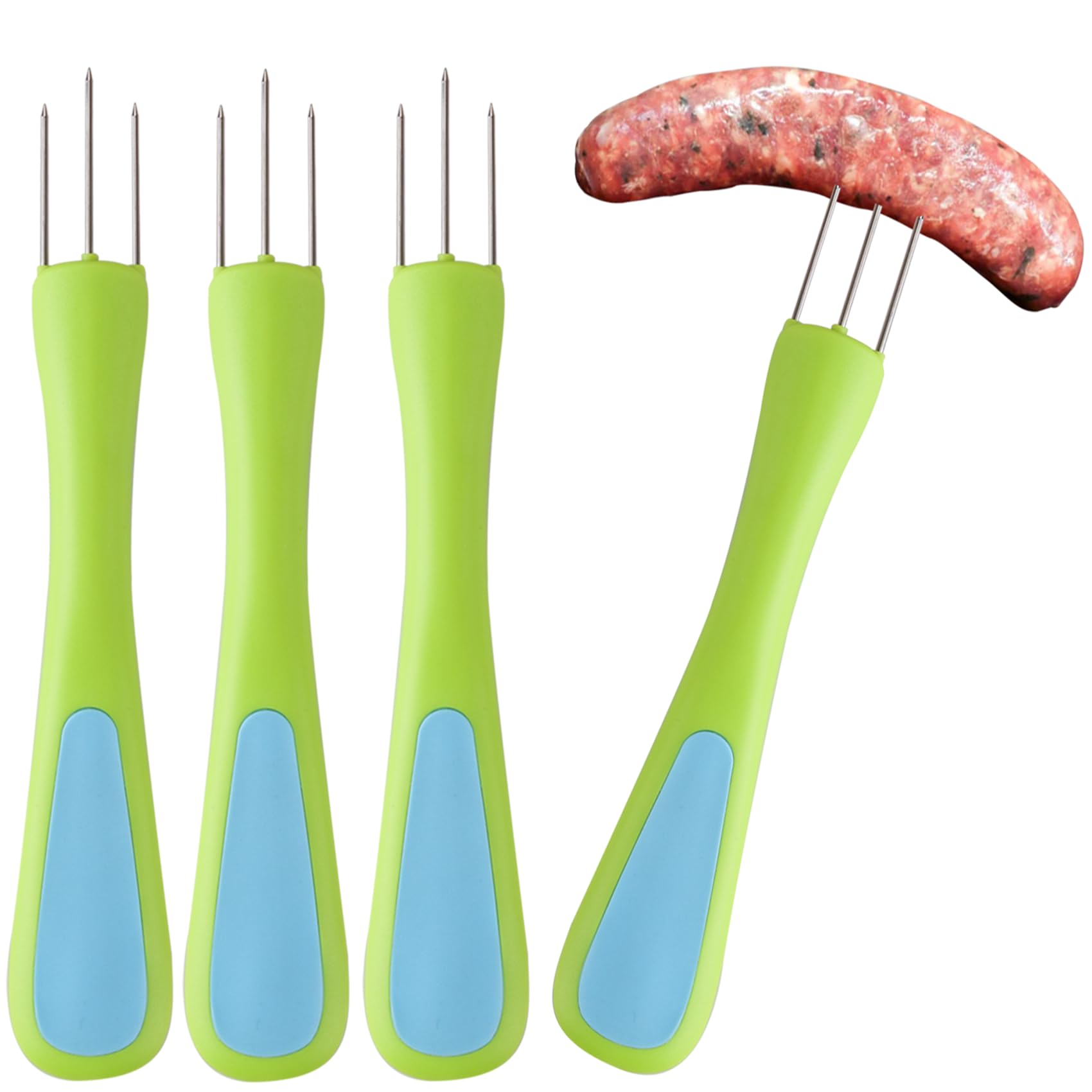 4 piece sausage pricker tool with 3 prongs and compact length