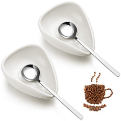 4-piece coffee spoon rest and spoon set with ceramic rests and stainless steel spoons