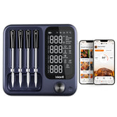 4-probe digital meat thermometer display with four marked probes