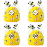 4 sets of bee honeycomb centerpieces expanded to 6x8 inches