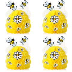 4 sets of bee honeycomb centerpieces expanded to 6x8 inches