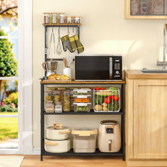 Open design bakers rack with 6 S hooks for mugs and utensils