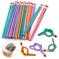 40 Pcs 7 Inch Flexible Pencils striped design with erasers