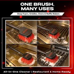 Extra-long 20 inch fryer cleaning brush reaches deep pots
