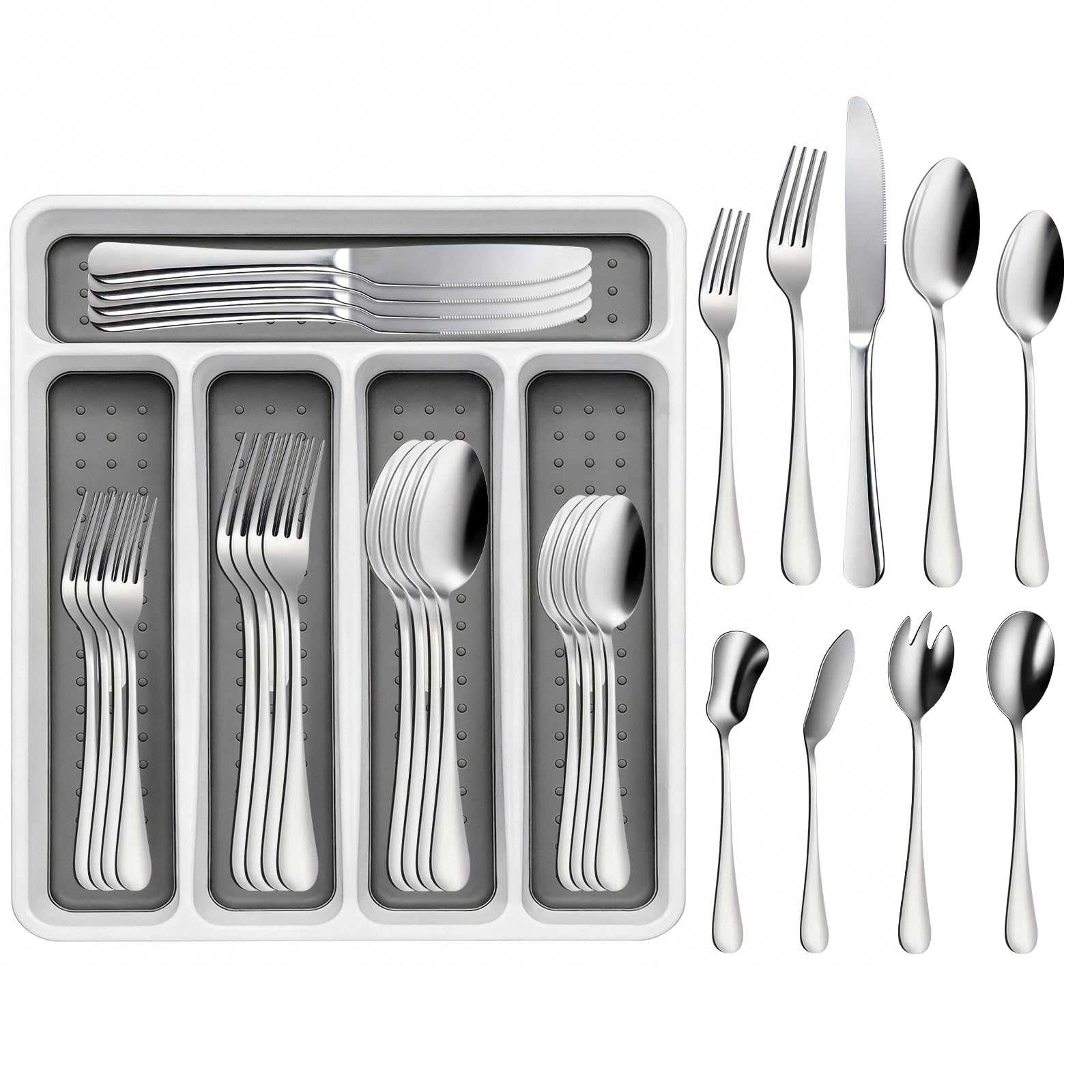 45-piece silverware set for 8 with organizer tray