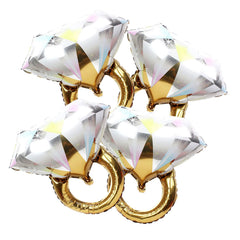 4pcs Diamond Engagement Ring Mylar Balloons 26inch package
