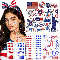 4th of July Face Gems round rhinestones assortment