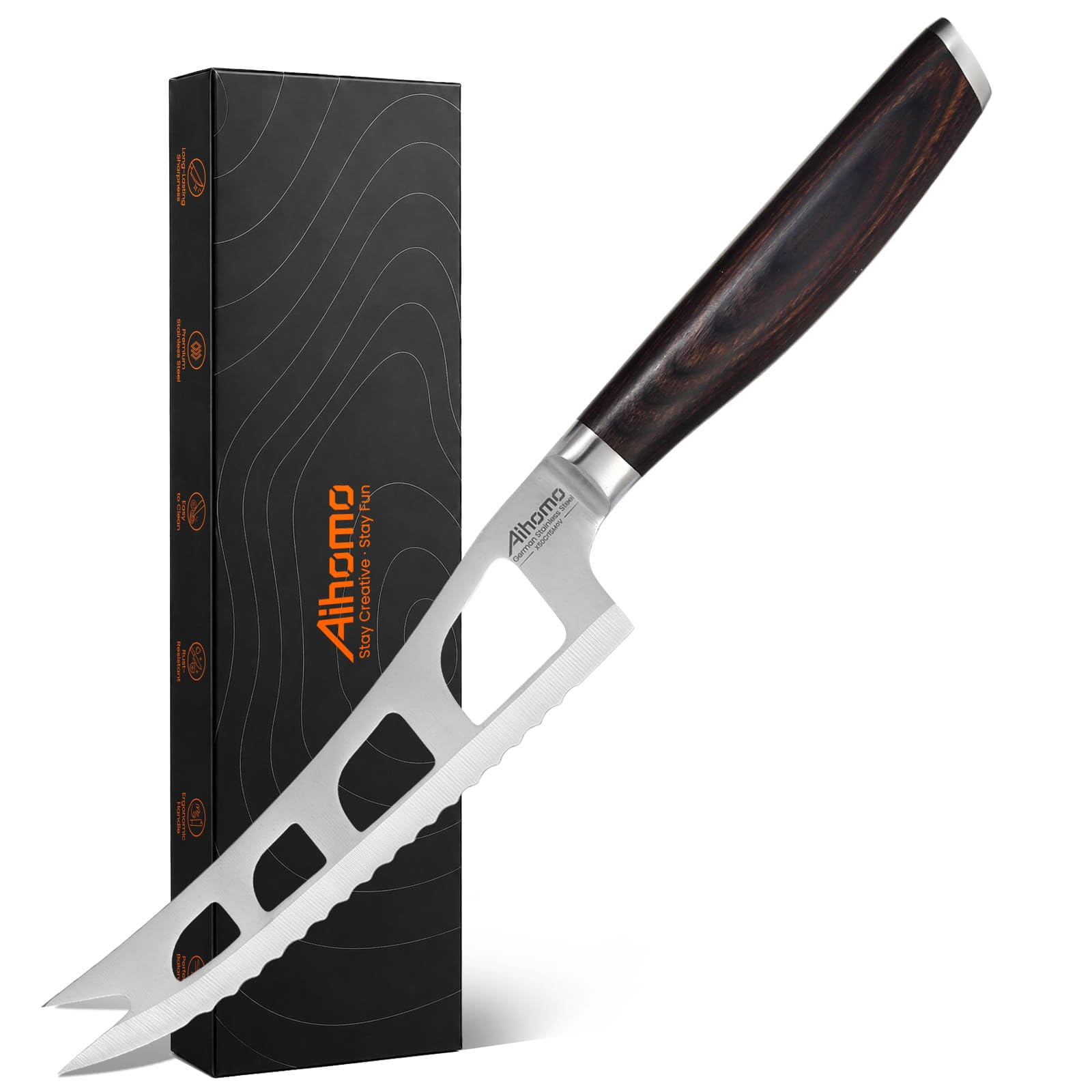5.5 inch offset cheese knife with serrated blade