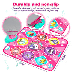 Dance mat showing 5 game modes and LED prompts