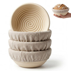 5-inch mini banneton bread broofing basket set of 4 with linen liners