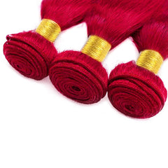 Red straight hair bundles blend with natural hair
