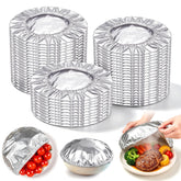 50 pcs reusable aluminum foil food covers with elastic edges for 4 to 9 inch bowls