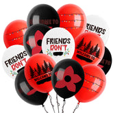 50 piece 12 inch Stranger Themed balloons in black and red