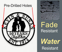 Waterproof and corrosion resistant anniversary metal sign