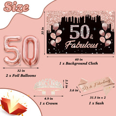 50th birthday banner and number 50 balloon display