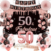 50th birthday decorations for women kit banner backdrop and balloons