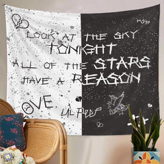 50x60 inch tapestry hanging in dorm room