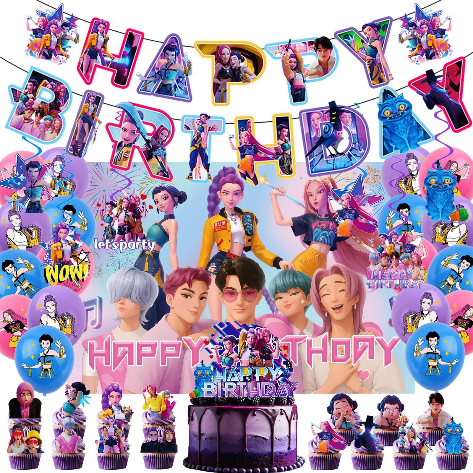 Banner included in 51 PCS Birthday Decorations Set