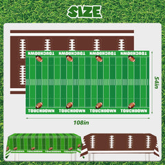 Two-pack green and brown disposable football tablecloths