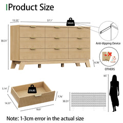 57in wide wooden dresser side profile