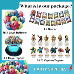 Latex balloons included in 58 Pcs Game Party Decorations