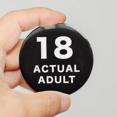 Gift box packaging for 18 Birthday Button Badge As An Actual Adult