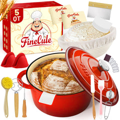 5qt enameled cast iron dutch oven with lid in red