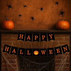 Reusable Halloween banner with pre-cut holes rope threader