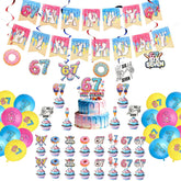6 7 Birthday Decorations Set banner and toppers arrangement