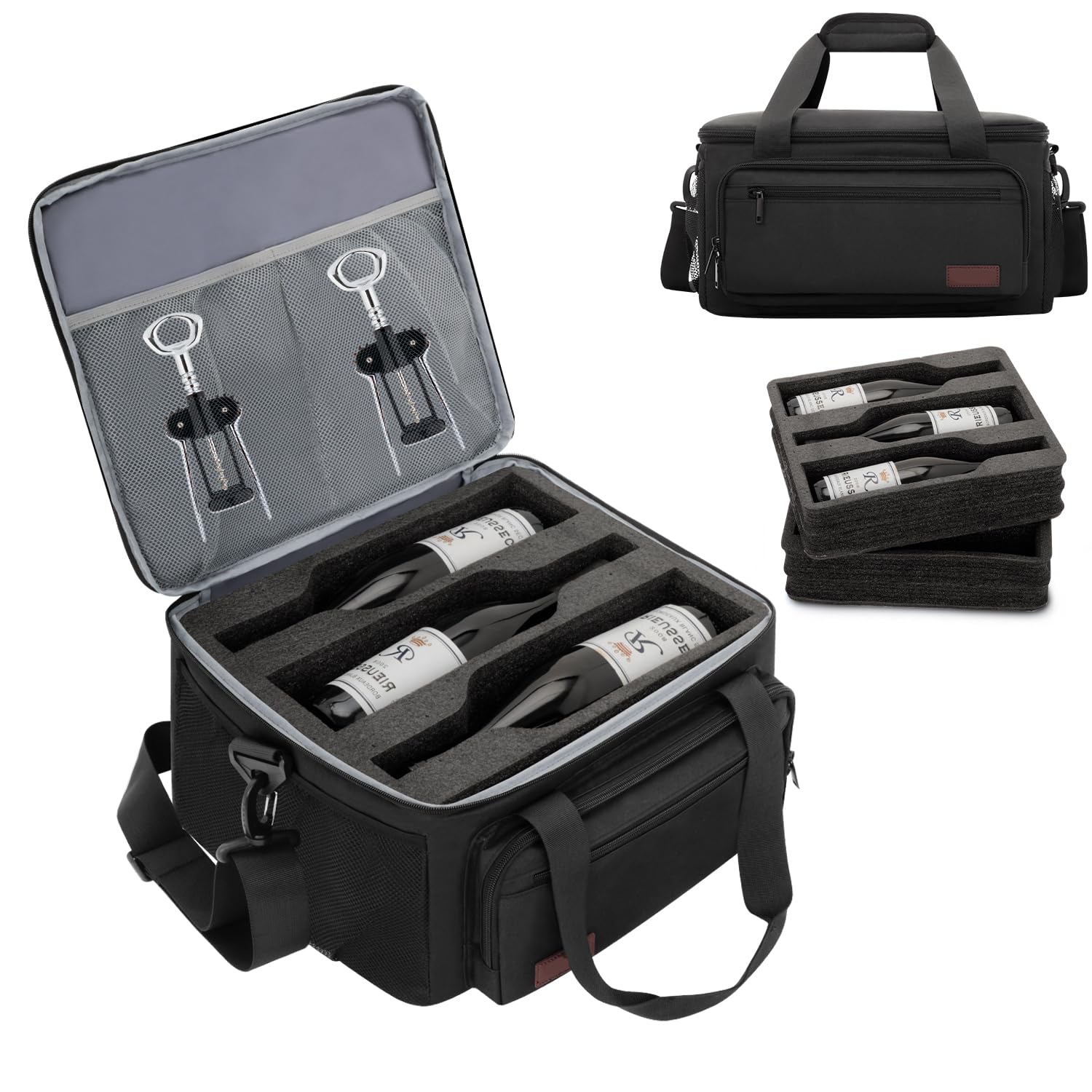 6-bottle wine bag travel foam interior