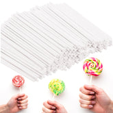 Six inch white paper cake pop sticks pack of 100 for lollipops