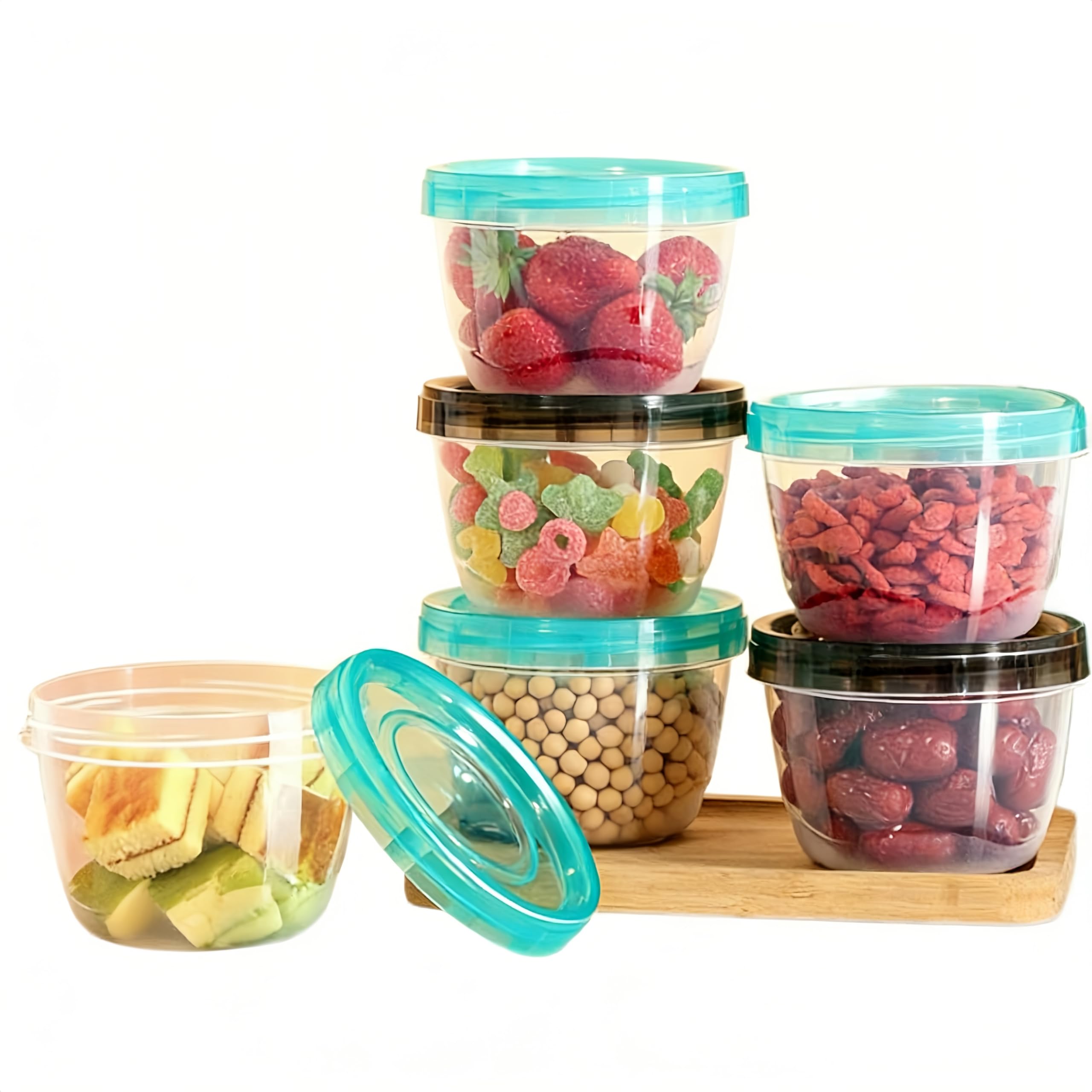 6-pack 16 oz airtight food storage containers with twist top lids