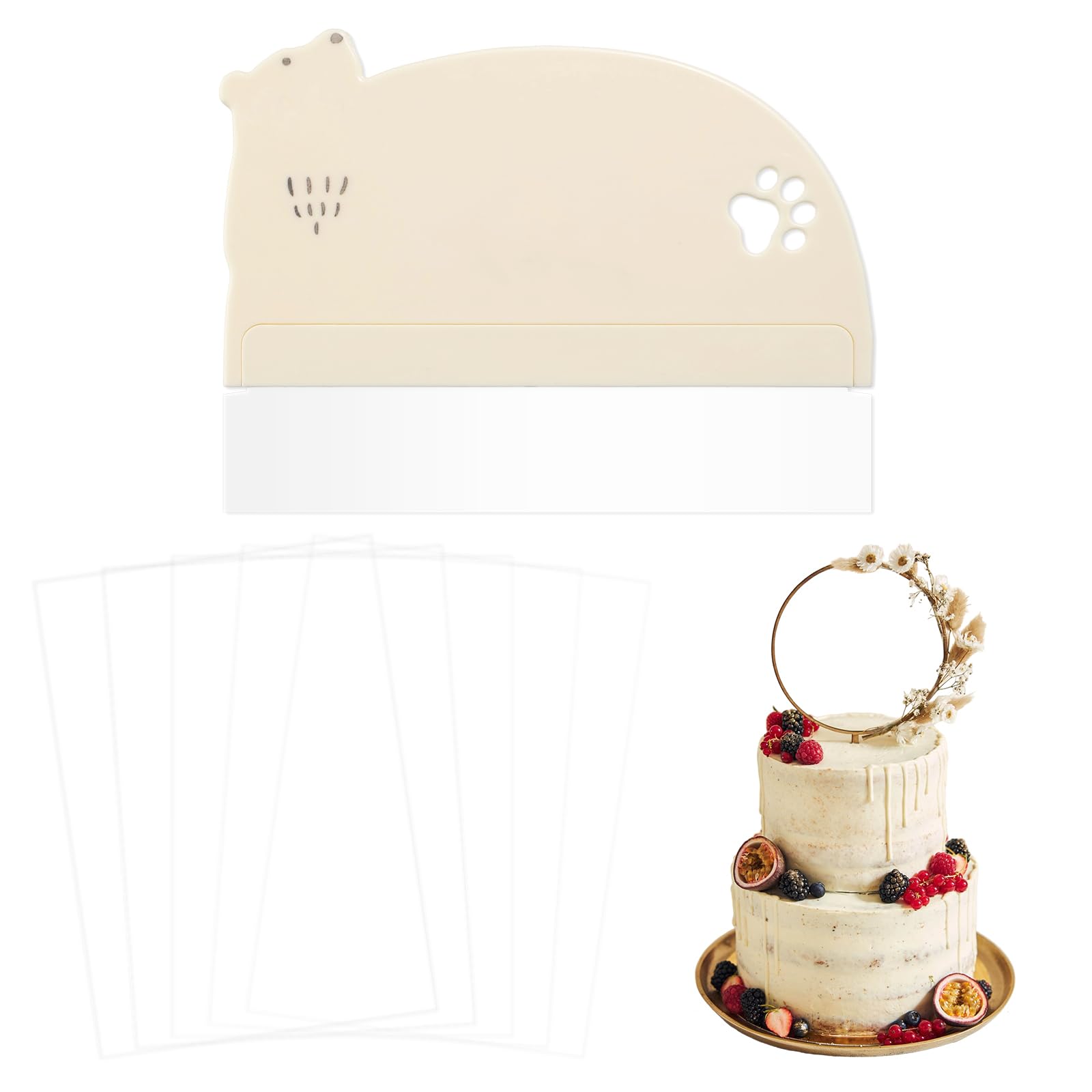 Six-pack cake scraper set with multiple scrapers