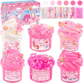 six-pack pink slime kit with three textures butter cloud crystal
