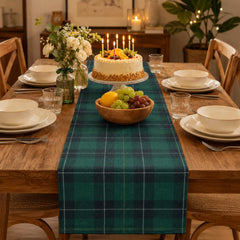 linen-like material table runner with double liner